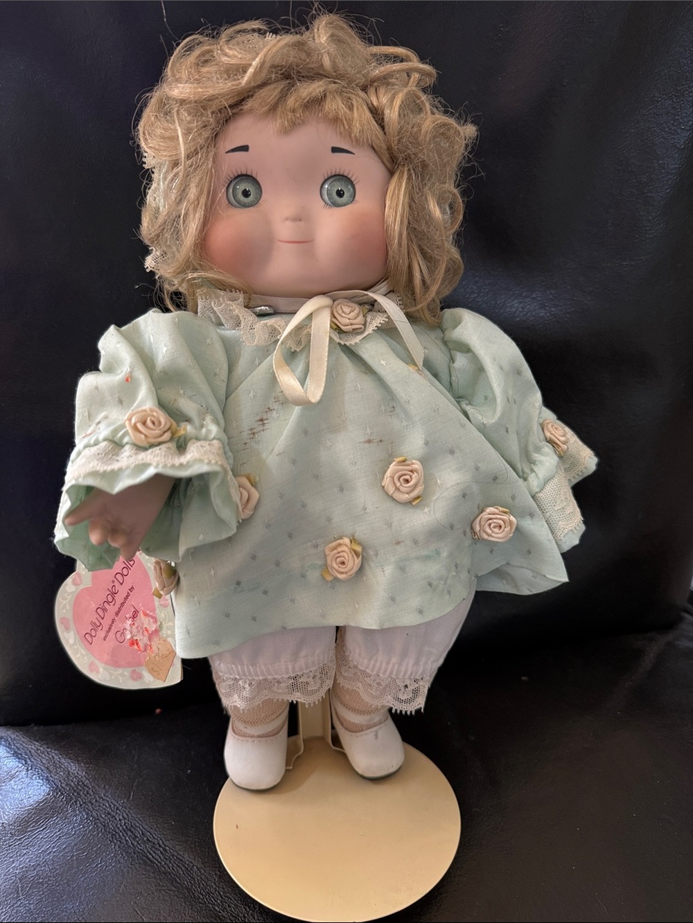 Goebel Collector Porcelain Doll Dolly Dingle Musical with Tag & a Stand 1989